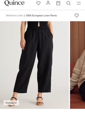 Quince Black straight-Leg Linen Pants